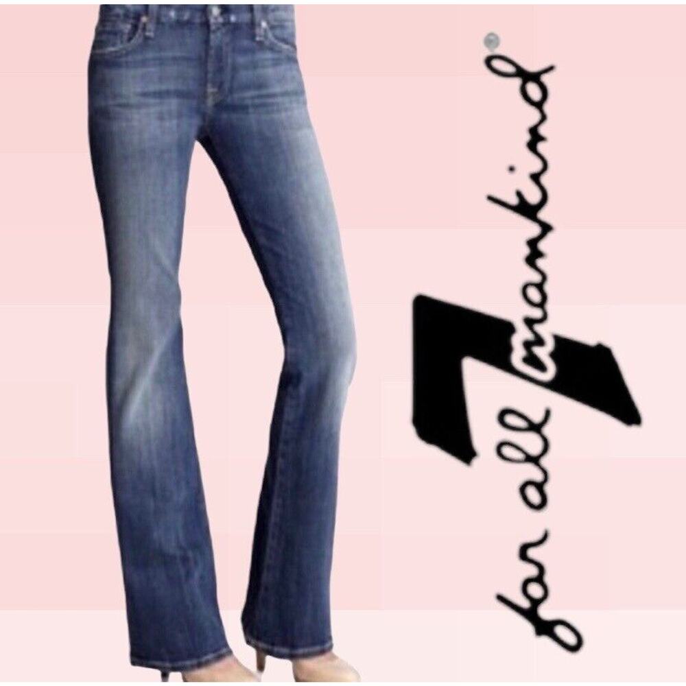 7 for All Mankind Distressed Rhinestone Detail Bootcut Jeans Women's Size 29